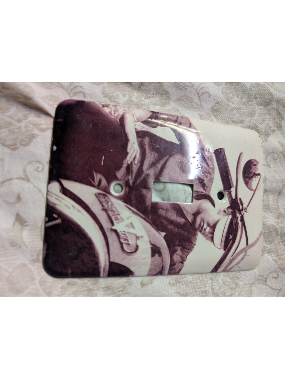 Mulberry Vintage Elvis Motorcycle Print Light Switch Cover Plate